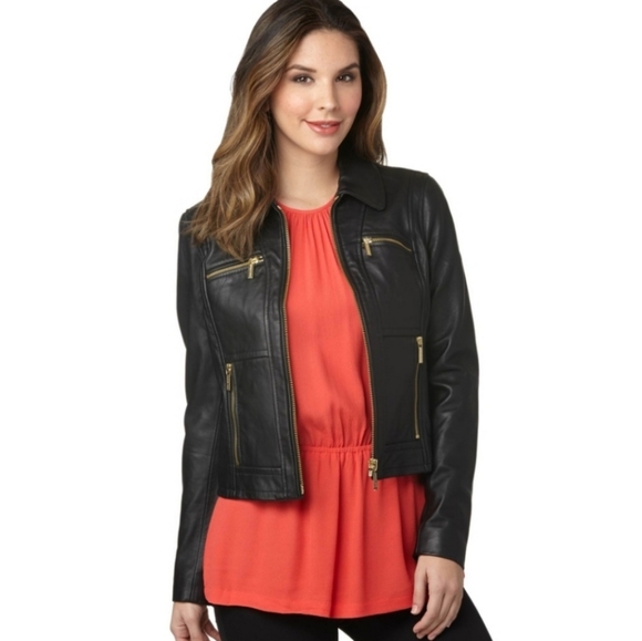 Michael Kors Jackets & Blazers - Michael Kors Leather Moto Biker Jacket Large